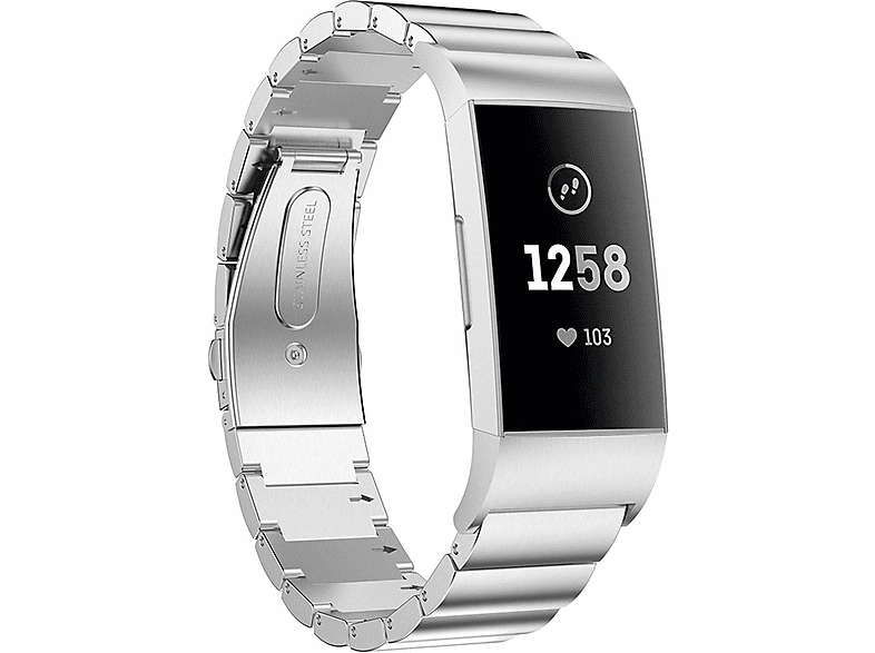 STRAPIT© Charge 4, Ersatzarmband, Fitbit, Charge 4, Silber MediaMarkt