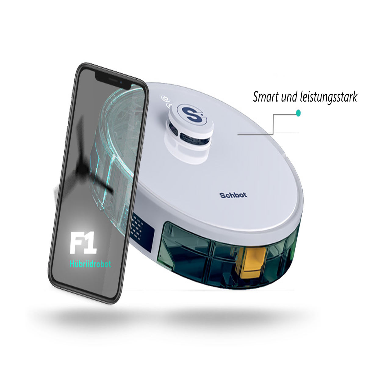 F1-Weiß und connection App Saugroboter mit Wischfunktion Roboterstaubsauger SCHBOT