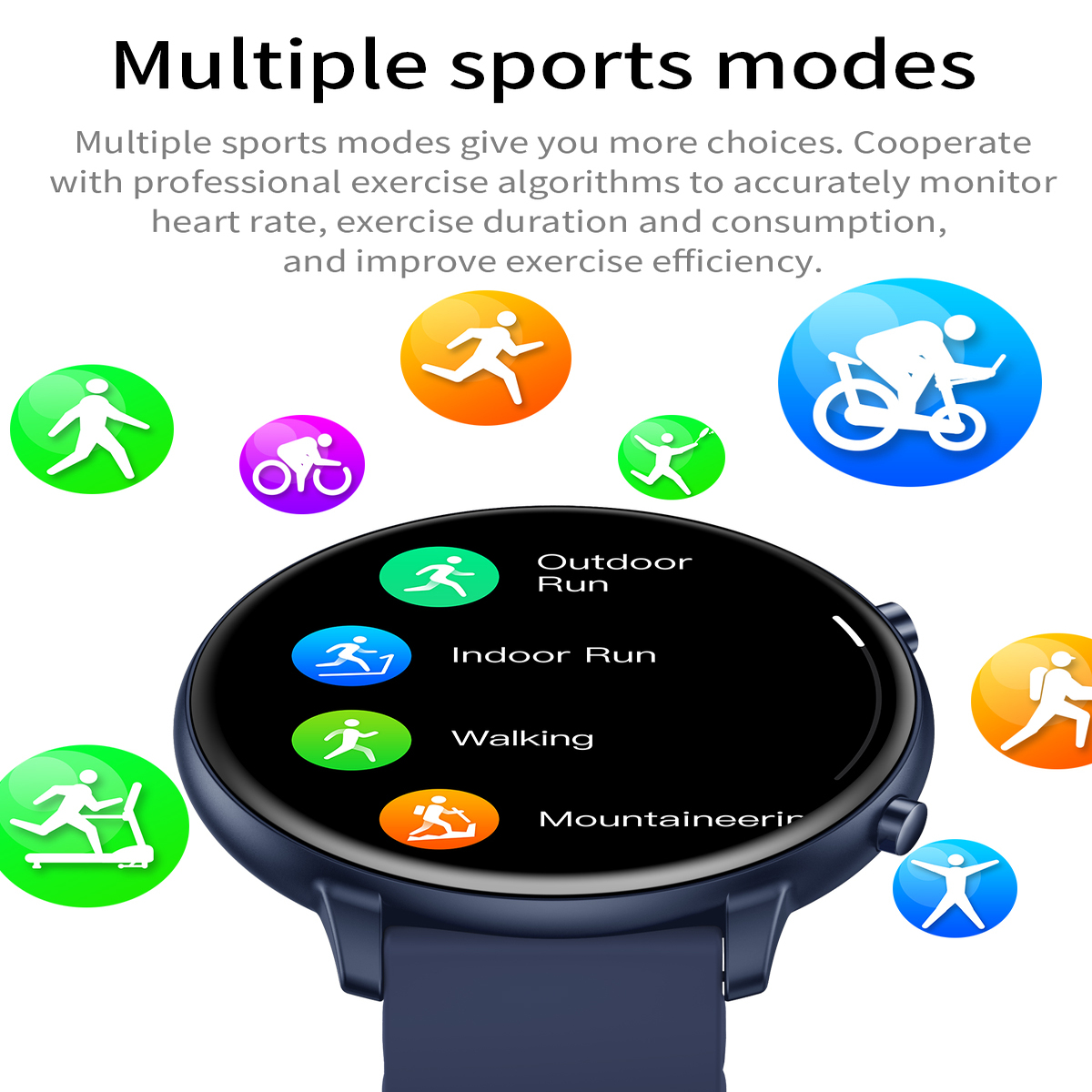ONESTYLE SMW-10 Smartwatch Fitnesstracker, 100+Sportmodi, Schrittzähler,  Blutdruckmessung Smartwatch Silikon, Schwarz