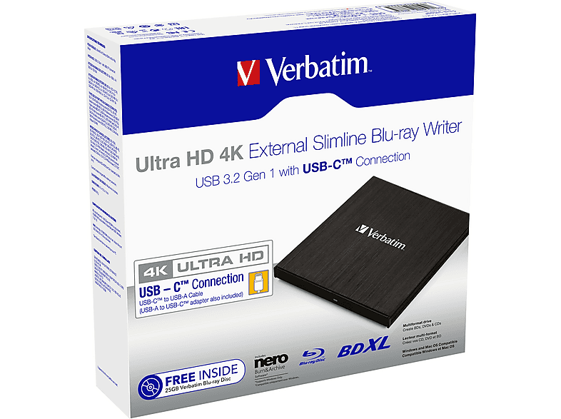 VERBATIM BLU-RAY REWRITER WITH TYPE C Interne DVD- & blu