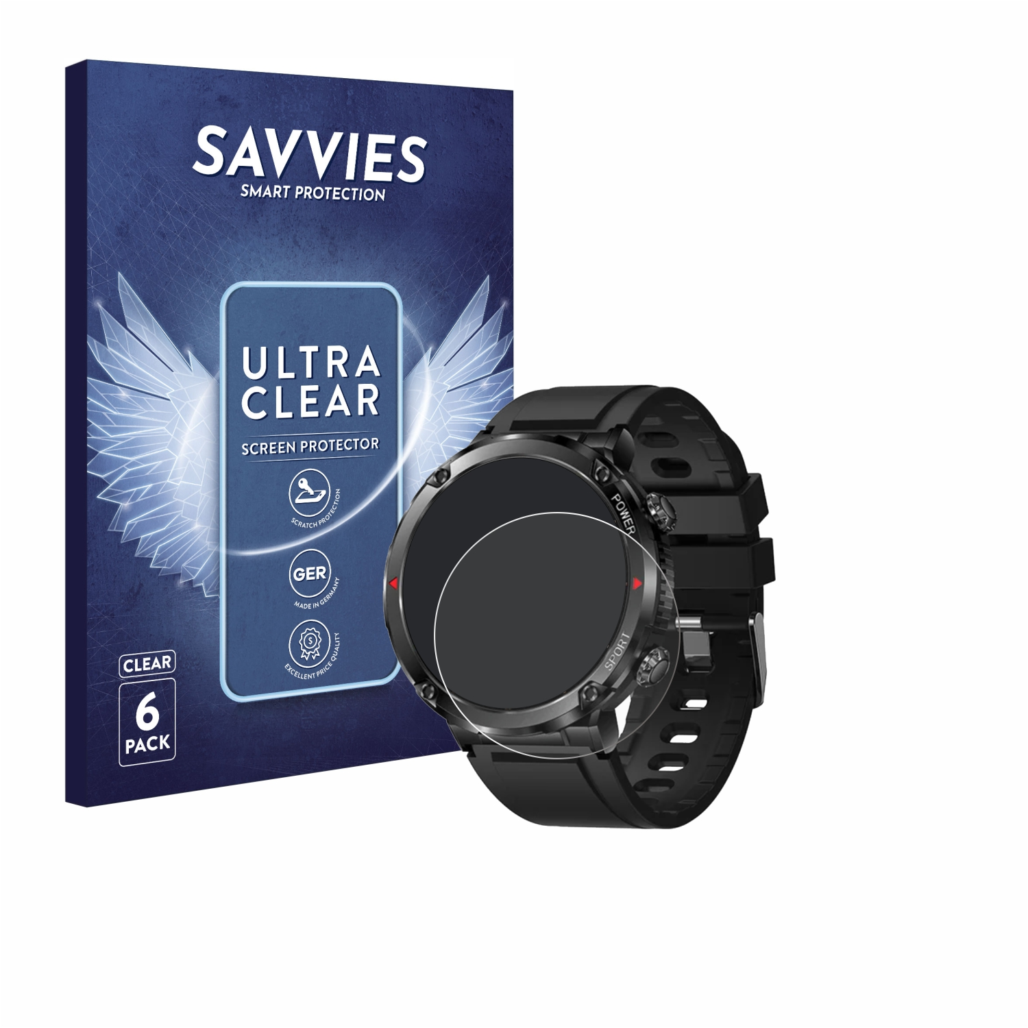 SAVVIES 6x klare Schutzfolie(für LIGE Smartwatch 1.6\