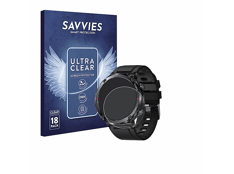 SAVVIES 18x klare Schutzfolie(für LIGE Smartwatch 1.6\