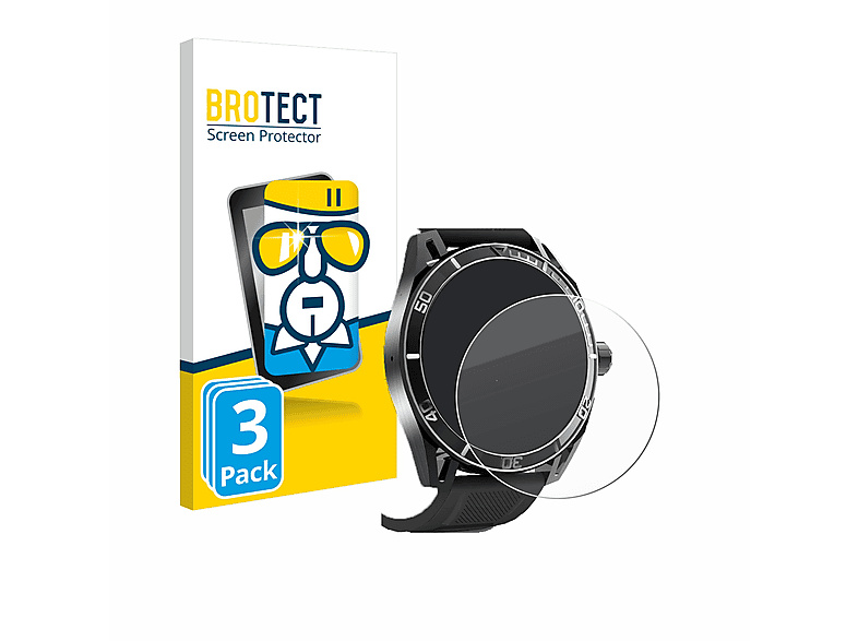 BROTECT 3x 9H klares Schutzglas(für Yuede Smartwatch 1.43\