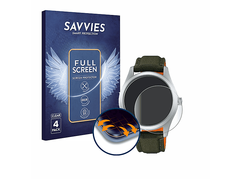 SAVVIES 4x Flex Full-Cover 3D Curved Schutzfolie(für Seiko 5 Sports SRPH29K1)