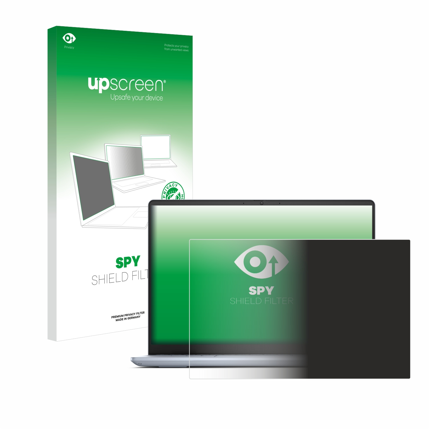 Laptop-Bildschirmschutz in einer Box. Die Box und der Bildschirmschutz sind sichtbar.