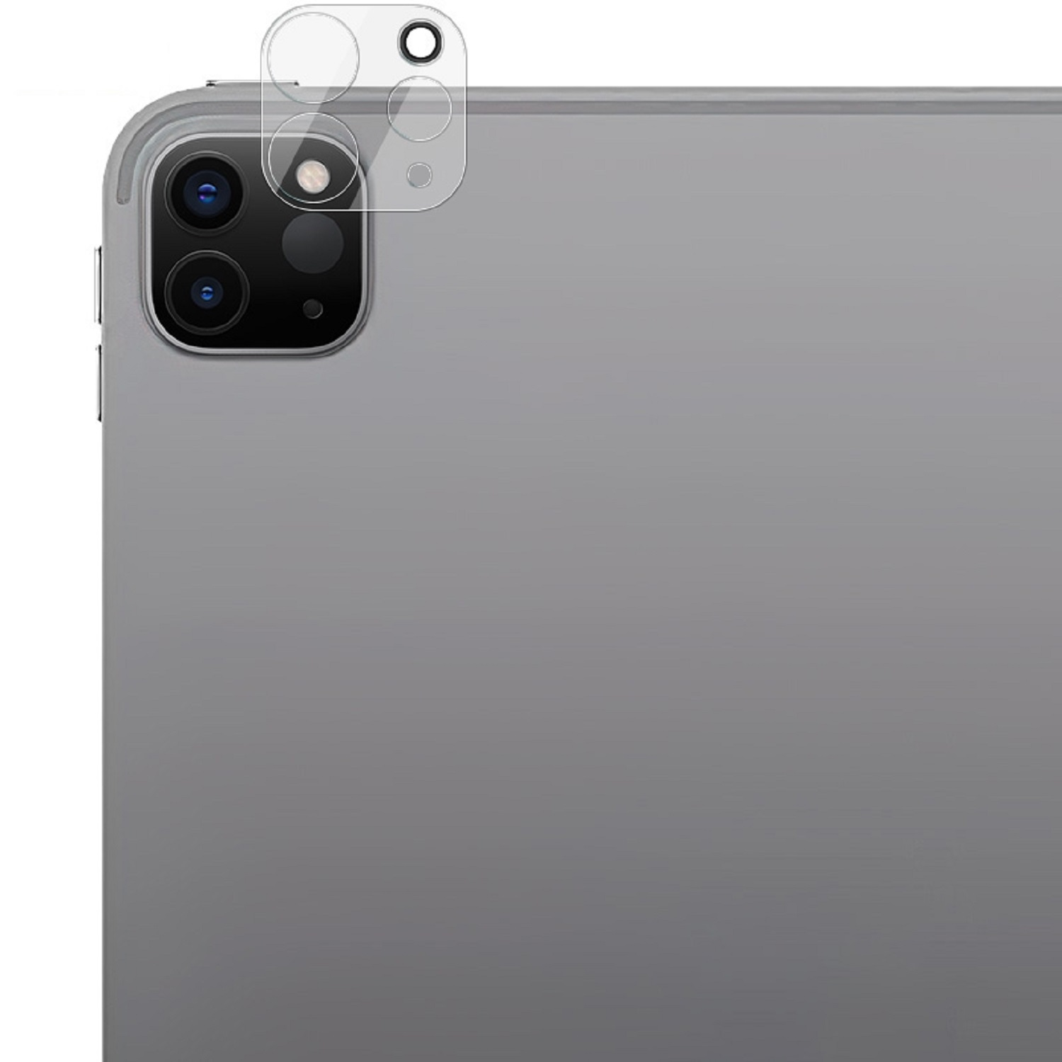 iPad Pro mit einem Kameraschutz auf der Rückseite. Er bedeckt die Kamera.