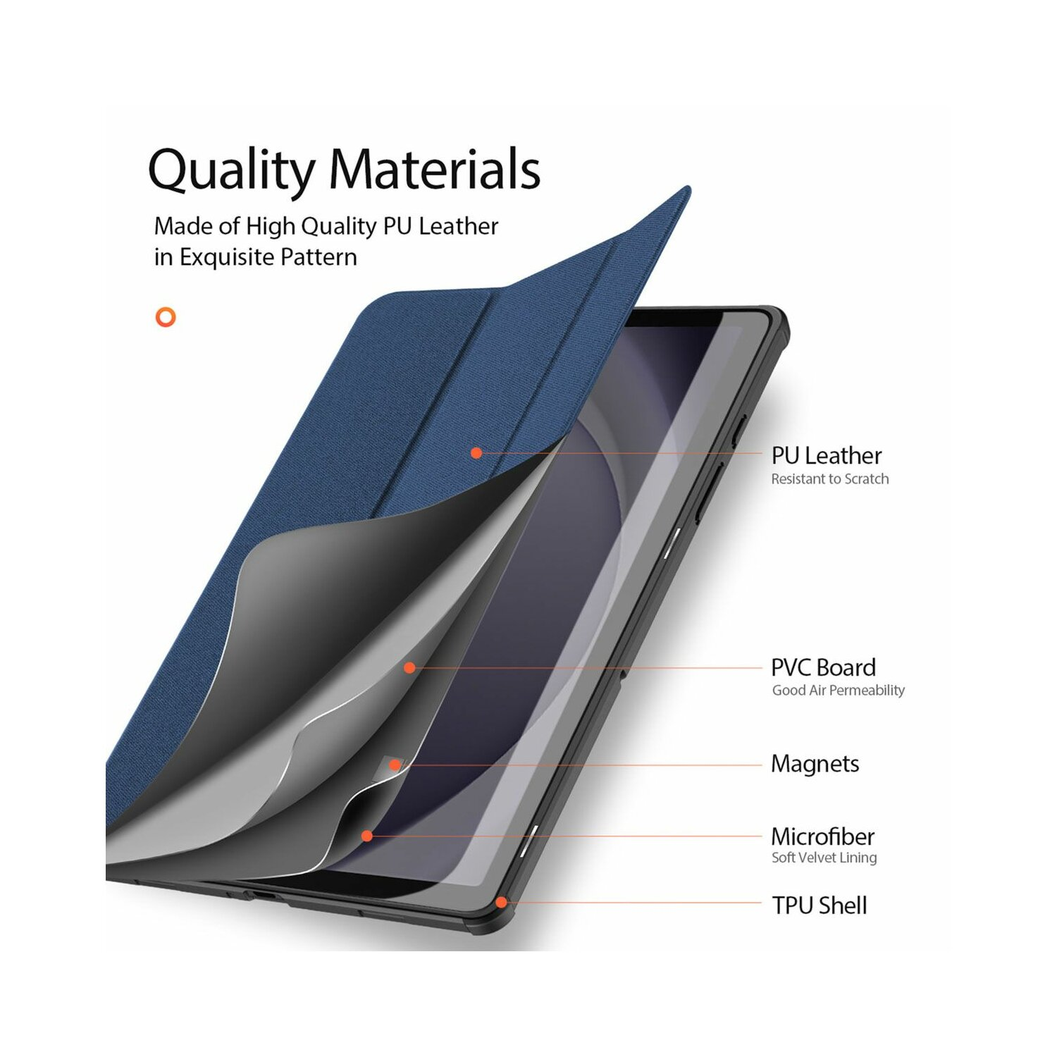 DUX DUCIS Domo Galaxy Samsung Tab für Blau Bookcover A9 Samsung Tablethülle Plus Hartschale Kunstleder, 11