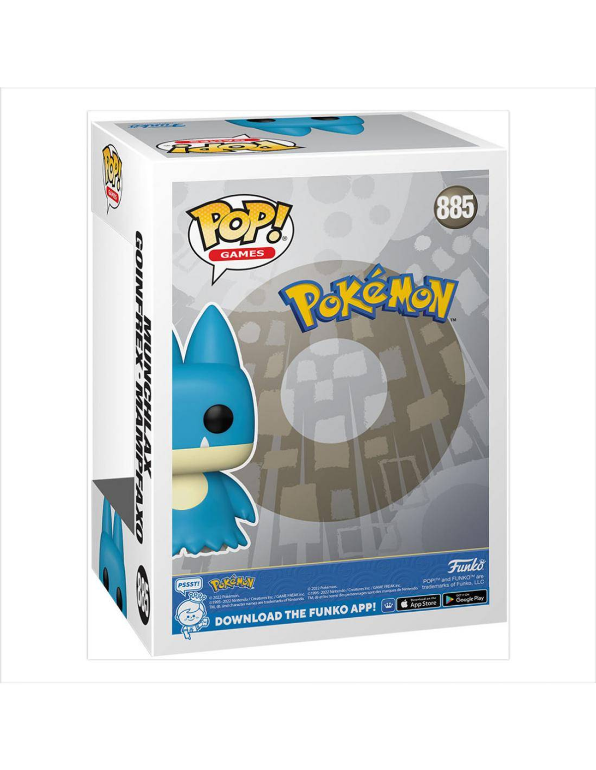 Scatola Funko Pop per una figura di Pokémon. La scatola mostra la figura di Munchlax/Mampfaxo.