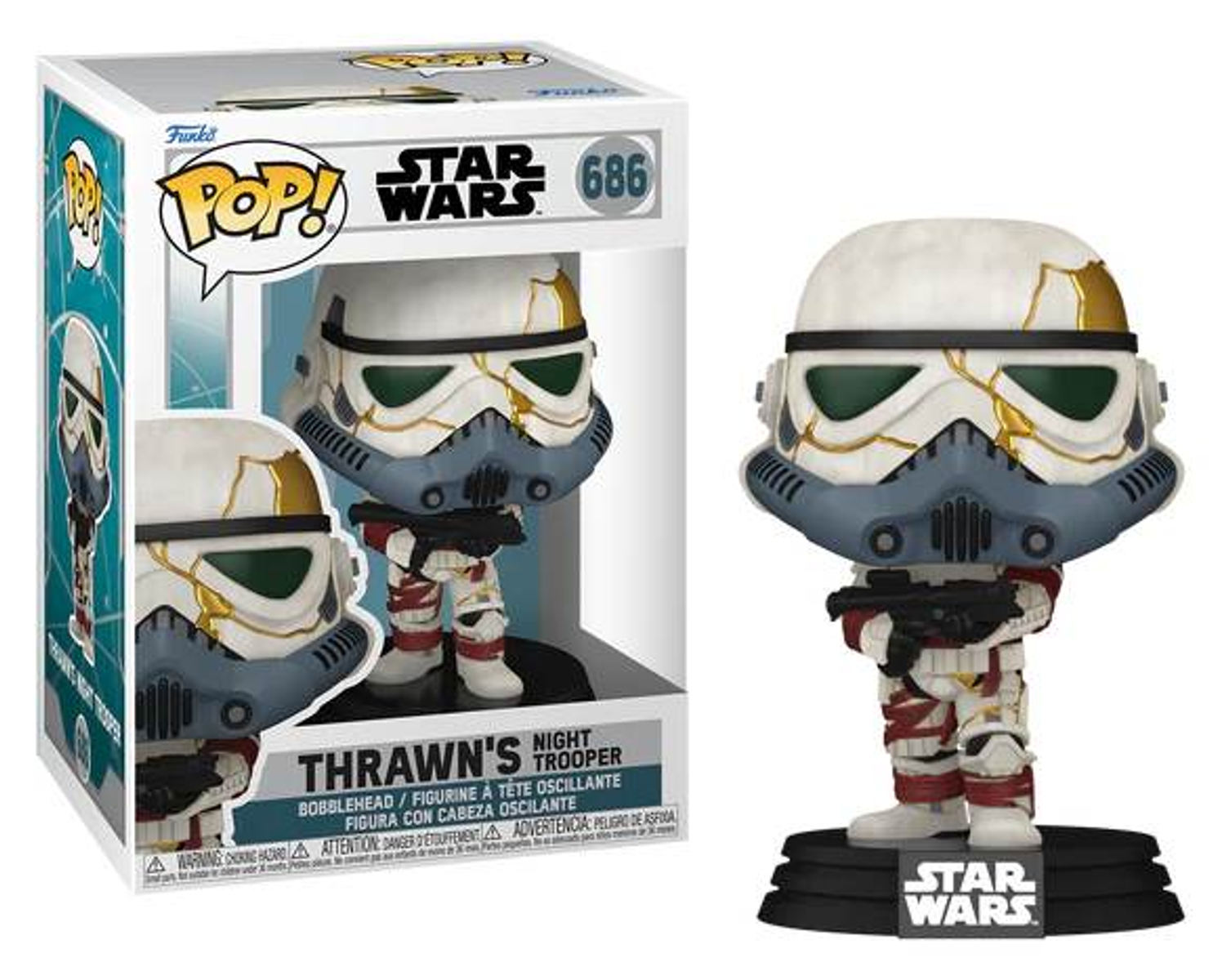 Figura di Star Wars Thrawn's Night Trooper in scatola e da sola.