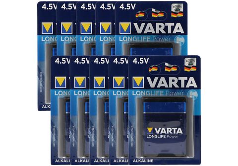 VARTA Longlife Power ehem. High Energy 4912 Flachbatterie 4,5V, MN1203,  3LR12, 3LR12P 10er Box Alkali-Mangan Batterie, 6100 mAh