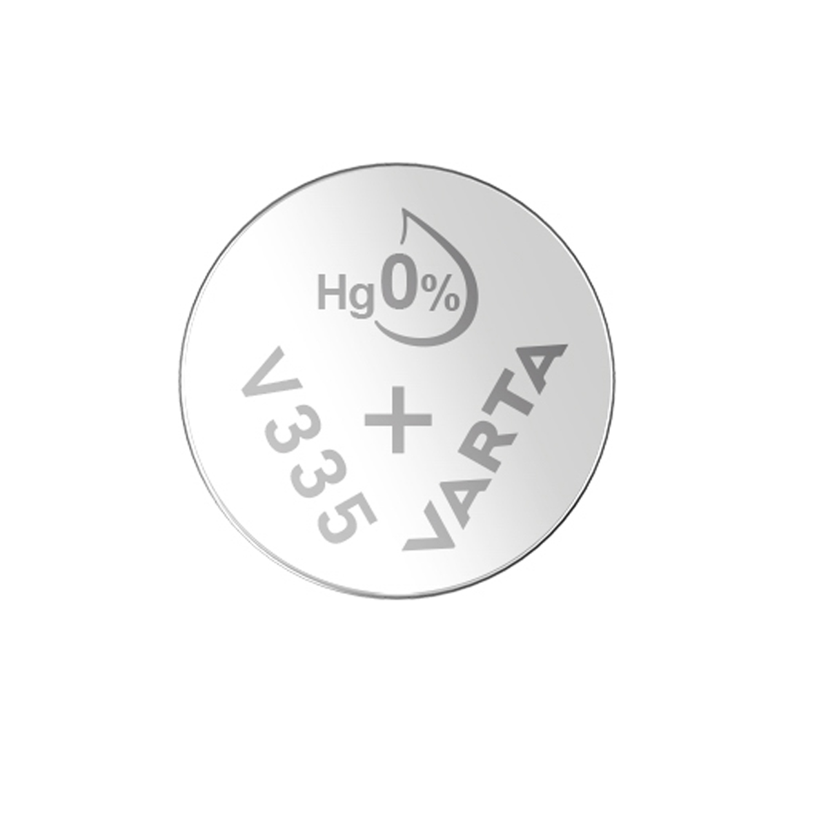 Eine runde silberne VARTA Batterie mit 'V335', '+' und 'VARTA'.