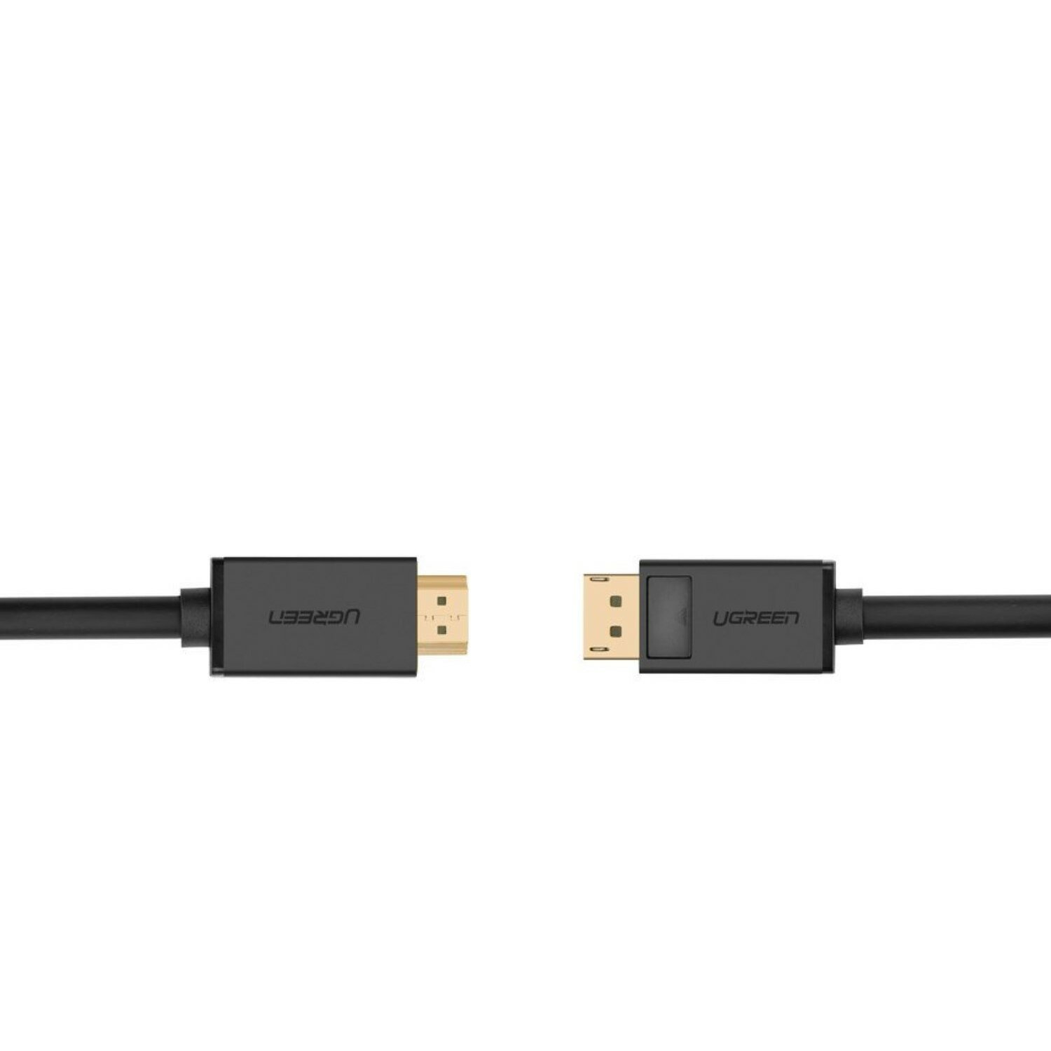 Dwa czarne kable HDMI ze złotymi złączami na białym tle, obok siebie.