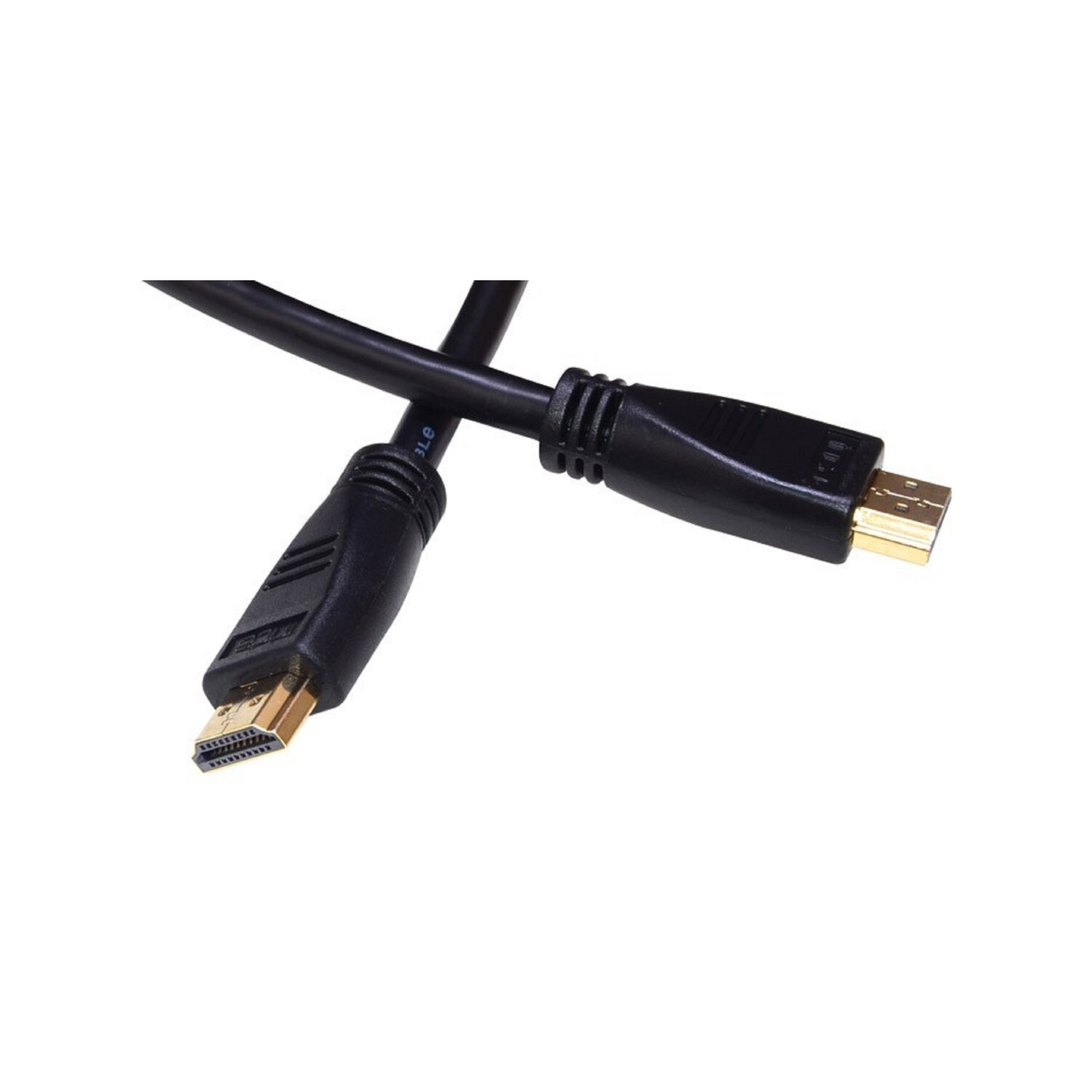 Schwarzes HDMI-Kabel mit Goldsteckern.