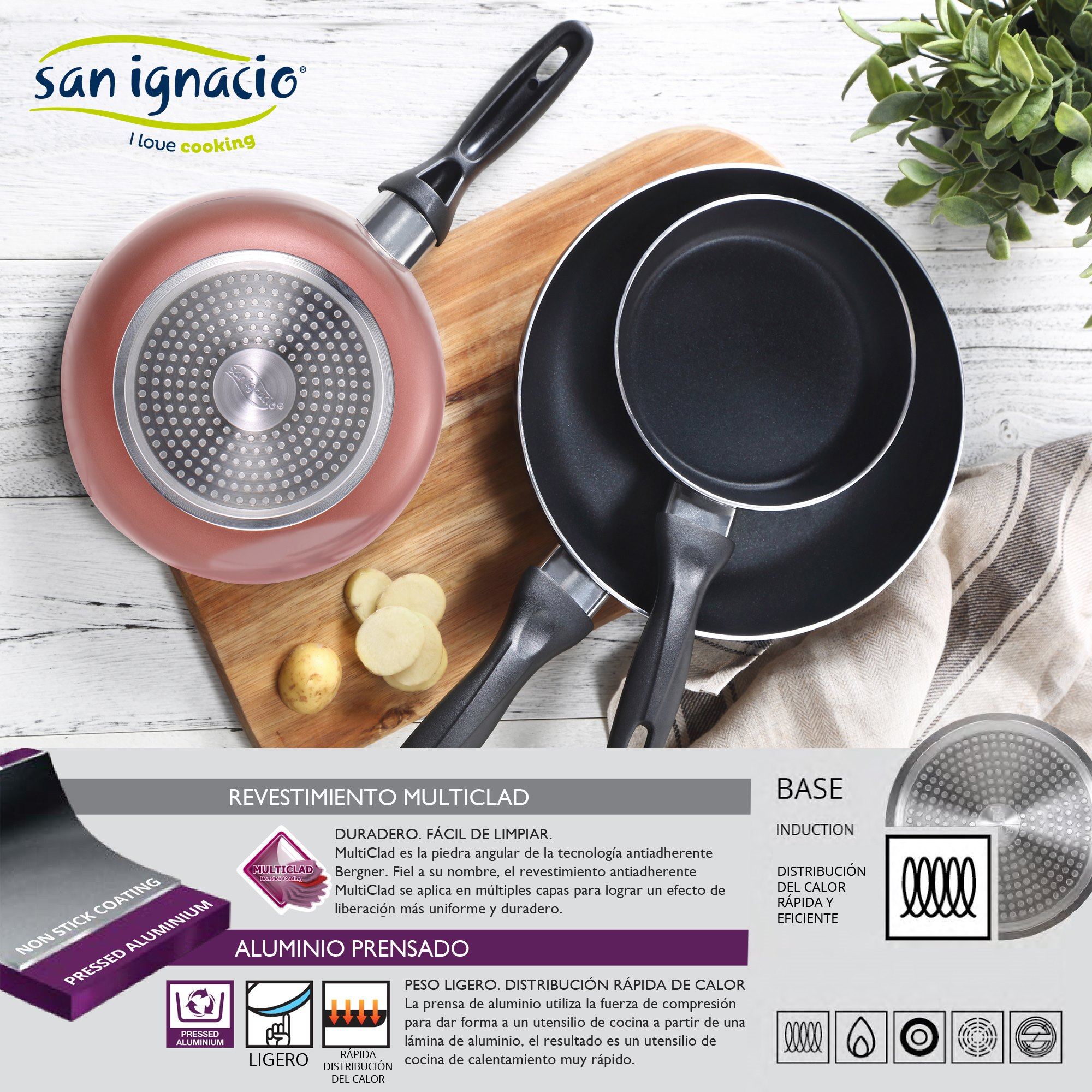 Batería de cocina - SAN IGNACIO PK11101, 1 l, Aluminio, Navy Paradise