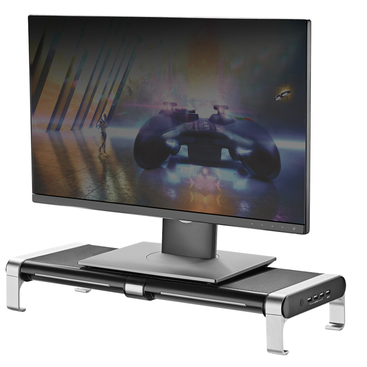 Computerbildschirm auf einem Monitorständer.