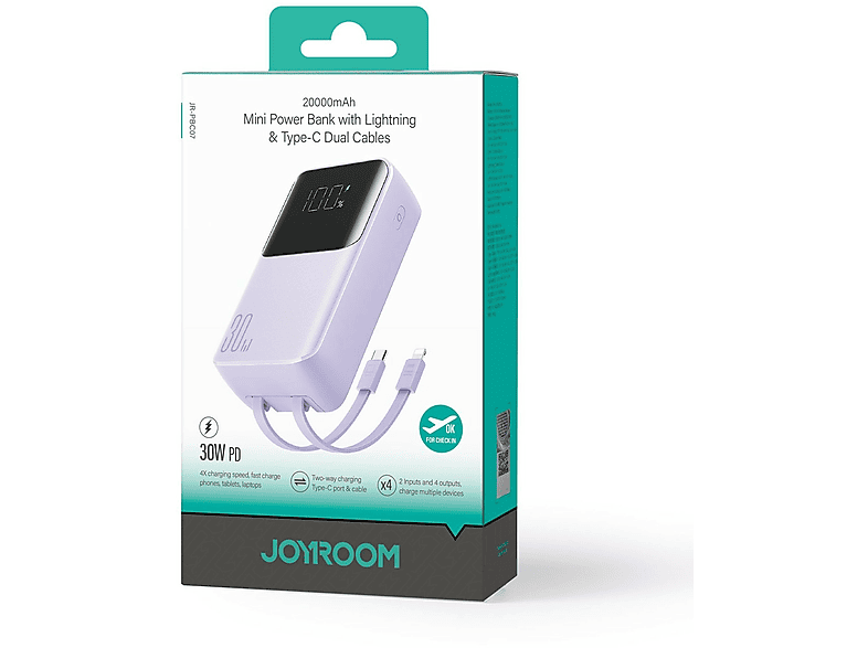 JOYROOM JR-PBC07 20000 mAh 30W Powerbank 20000mAh Lila