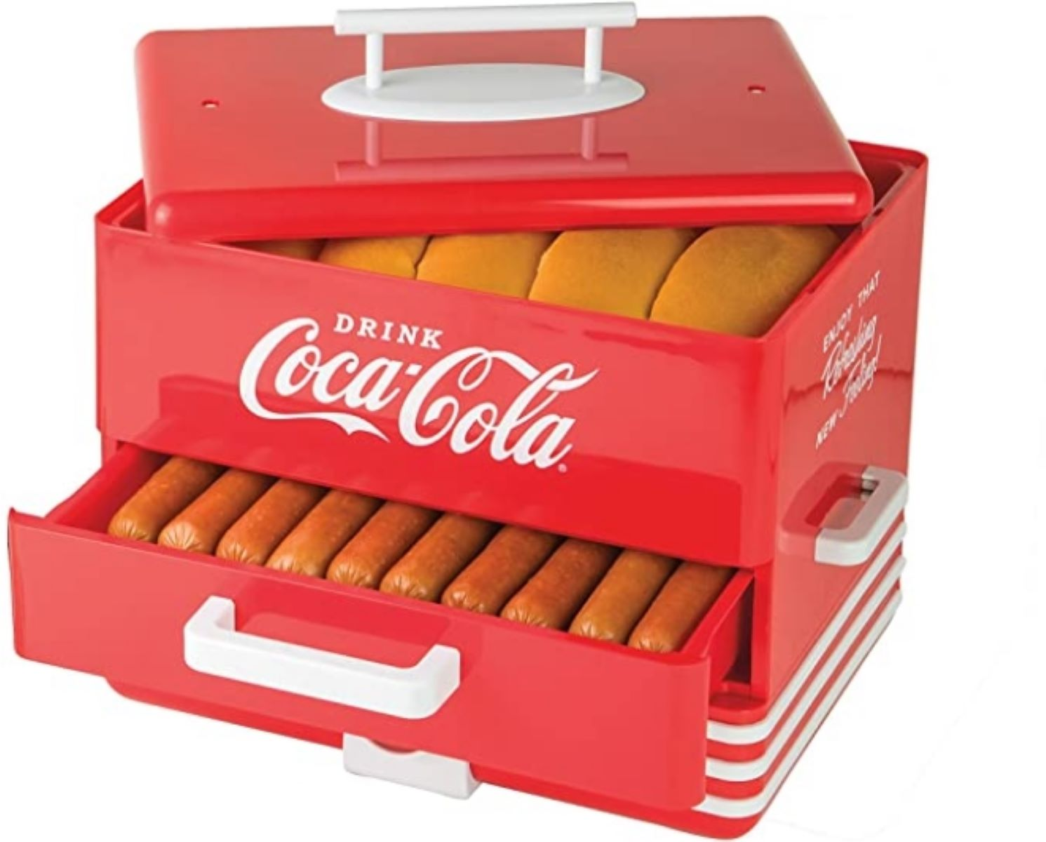 Coca-Cola 24 und Würstchen für Salco Brötchen COCA-COLA (600 Watt) Steamer 12 rot Hotdog Maker,SHD-80CC, HotDog