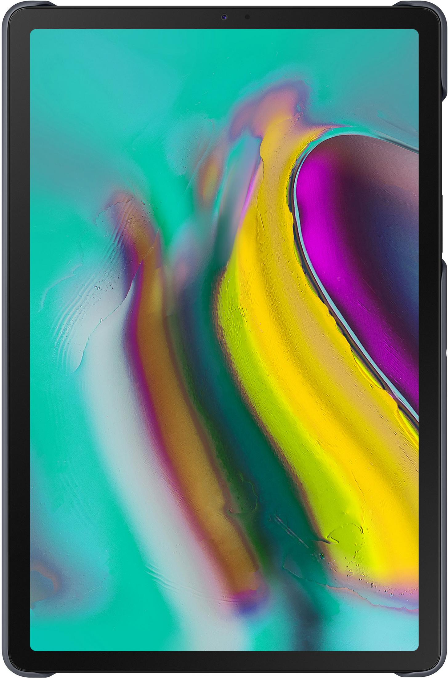 Tablet mit Bildschirm mit bunter abstrakter Kunst.
