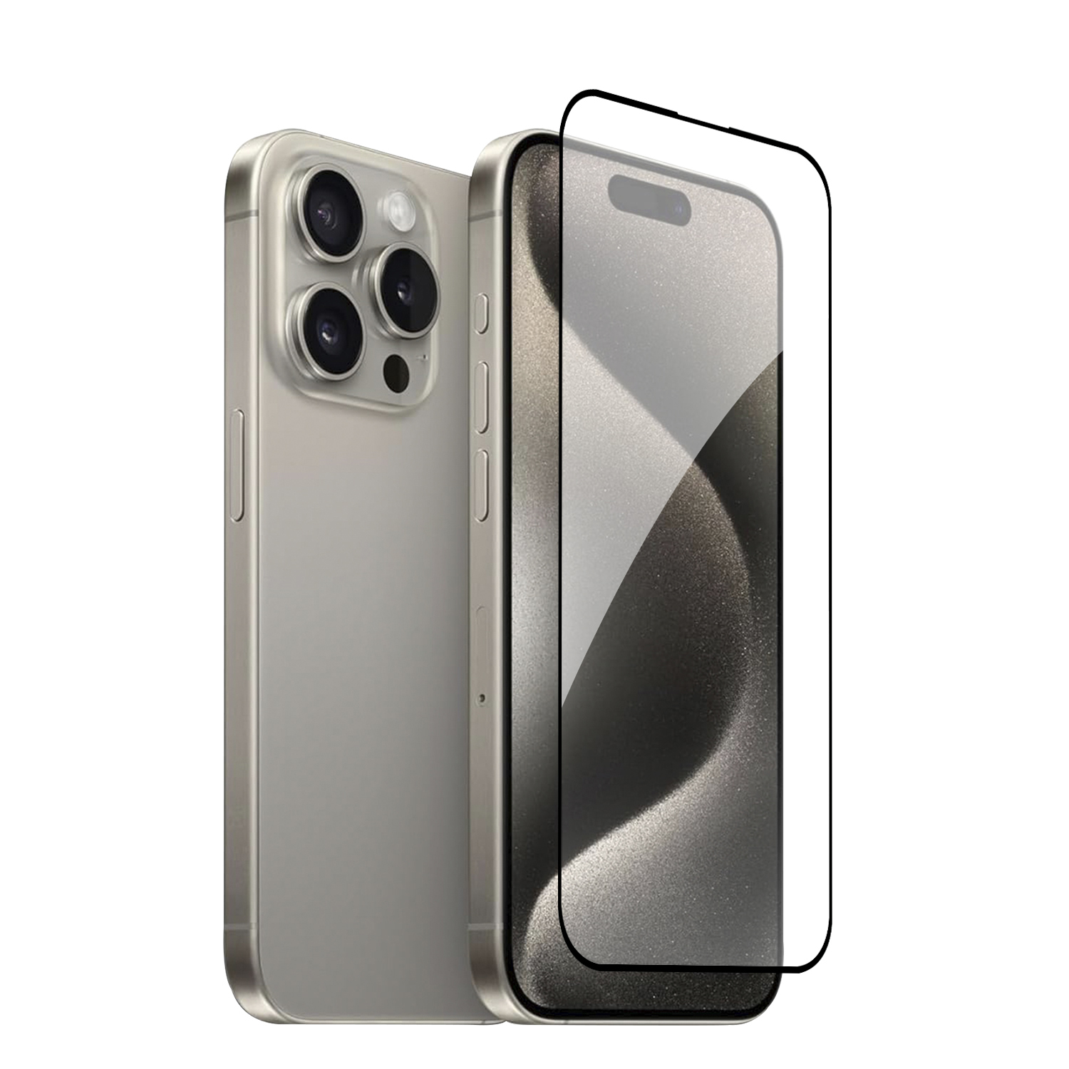 iPhone con protezione schermo su sfondo bianco. Il telefono è dorato, la protezione è trasparente.