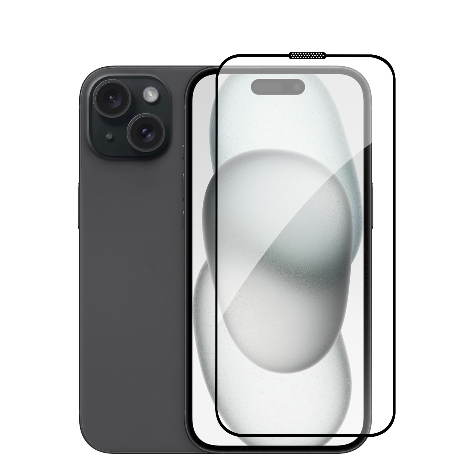 Uno smartphone grigio scuro con tre fotocamere e una protezione per lo schermo.