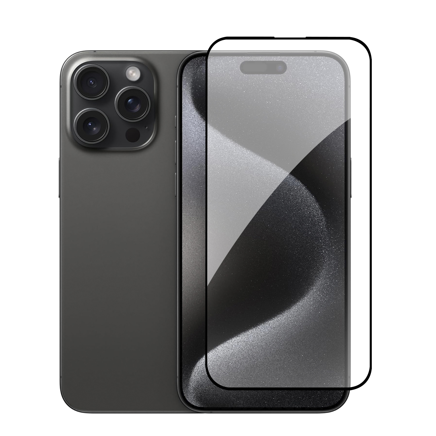Retro di uno smartphone grigio scuro con una protezione schermo applicata.