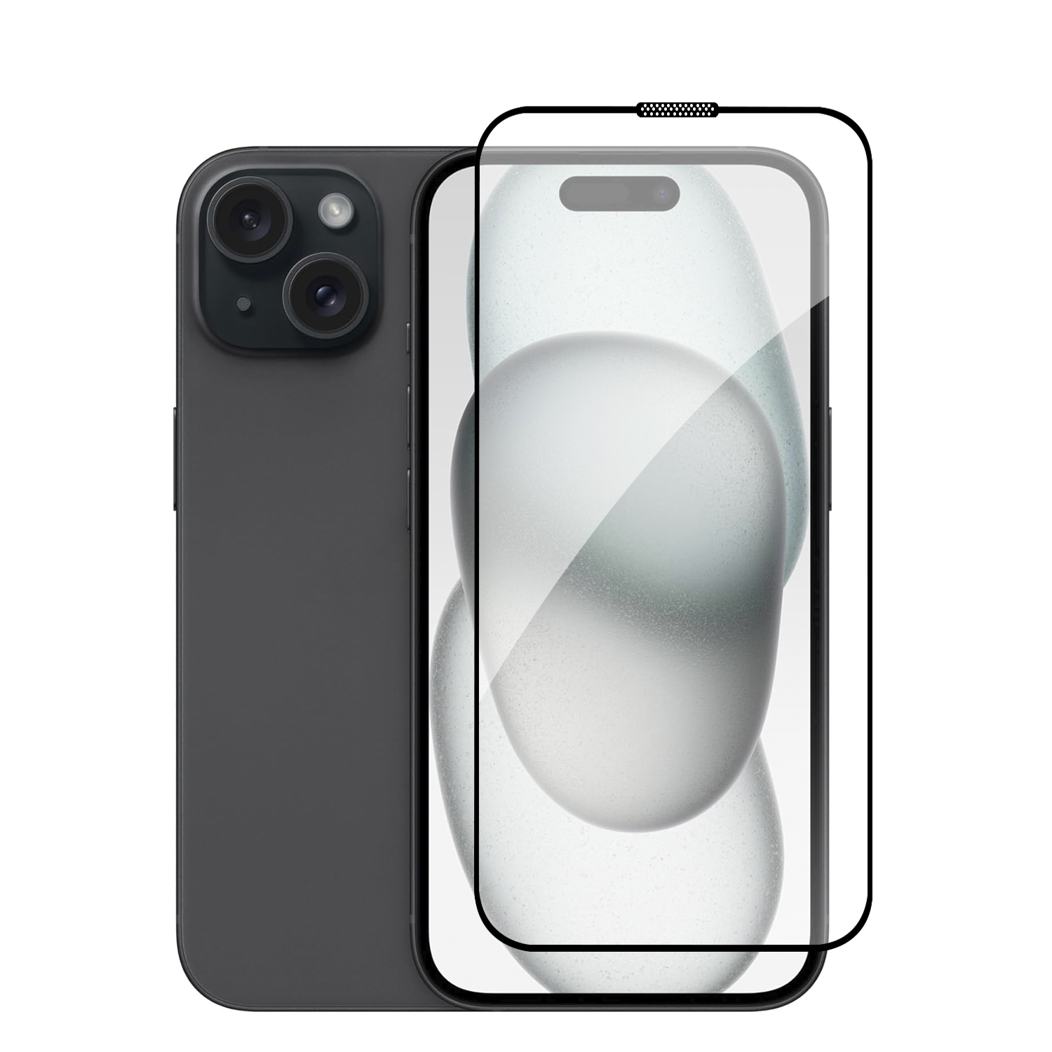Smartphone con protector de pantalla aplicado y parte trasera visible.