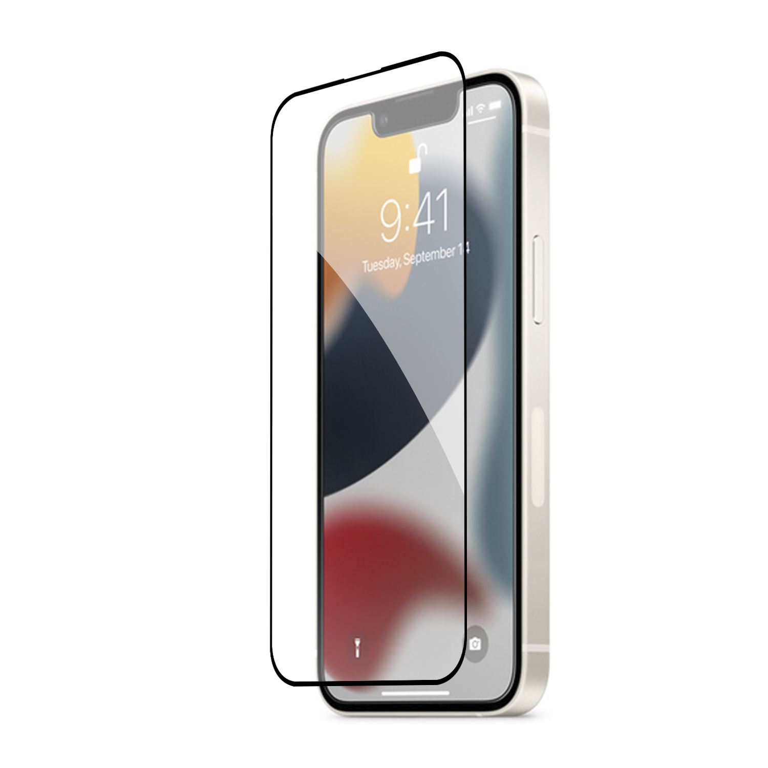 Un telefono dorato con una protezione per lo schermo. Lo schermo mostra l'ora e un'icona di blocco.