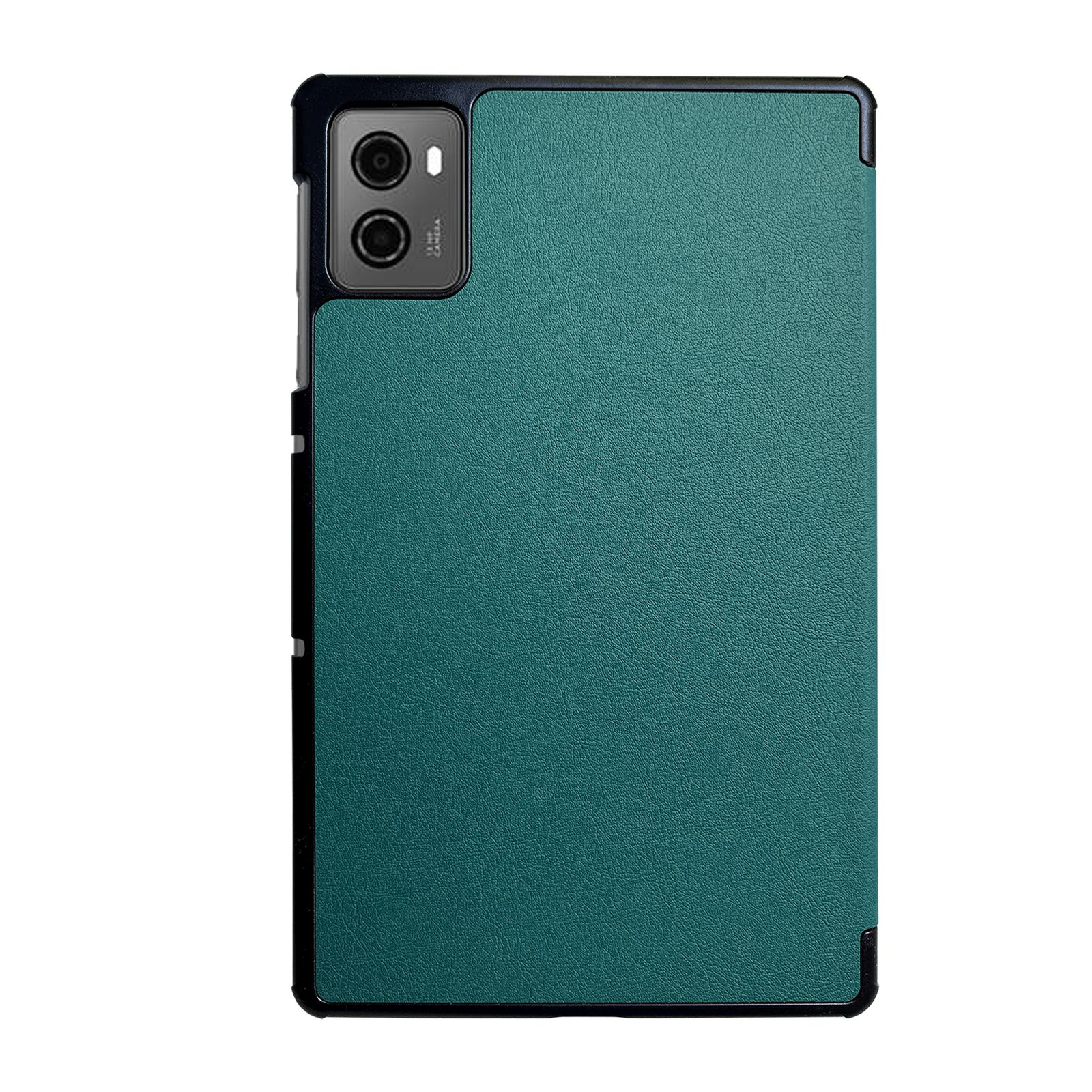 Tablet-Hülle, blaugrün mit schwarzem Rahmen, mit Kamera und Stifthalter.