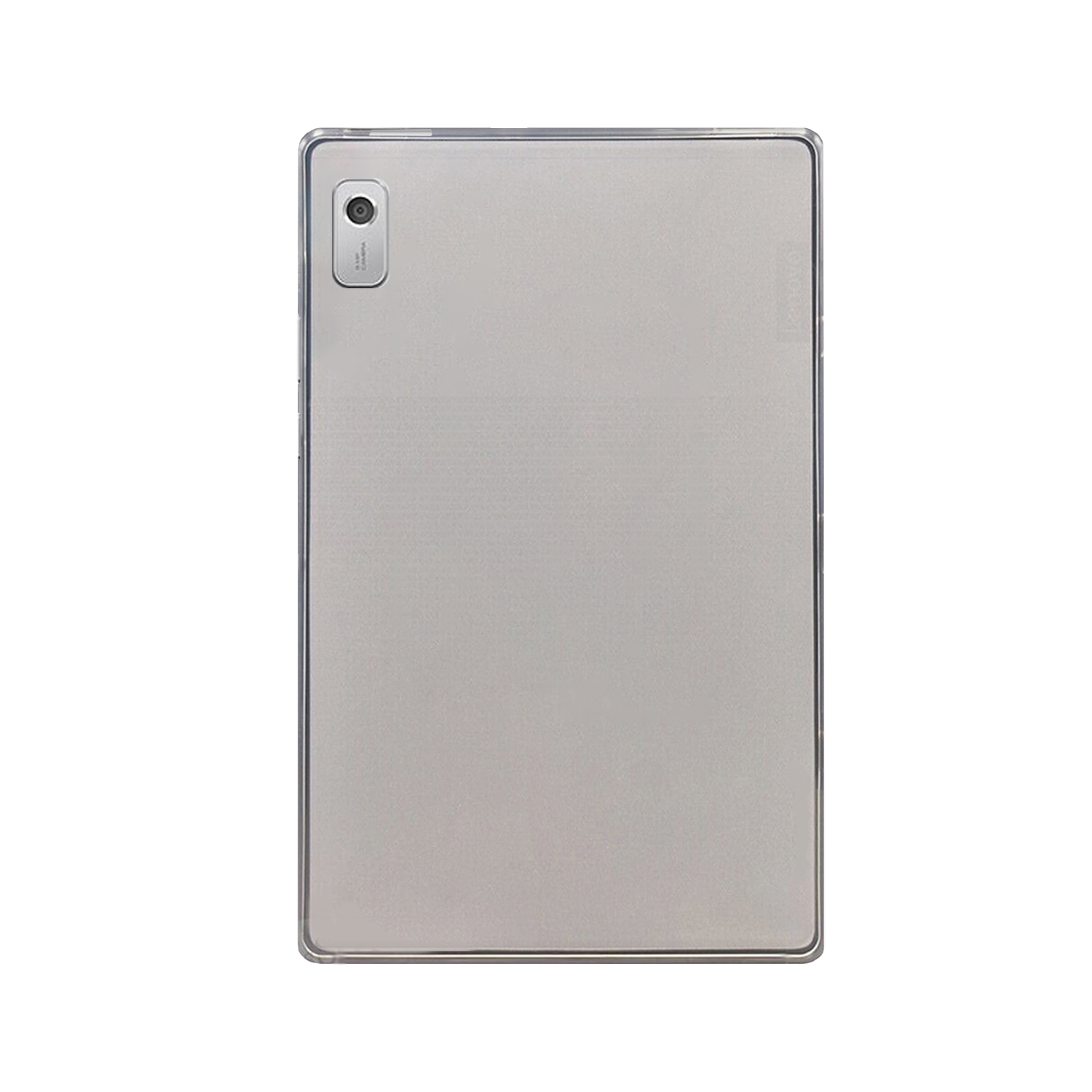 Rückansicht eines Tablets, silberner Rücken, Kamera sichtbar.