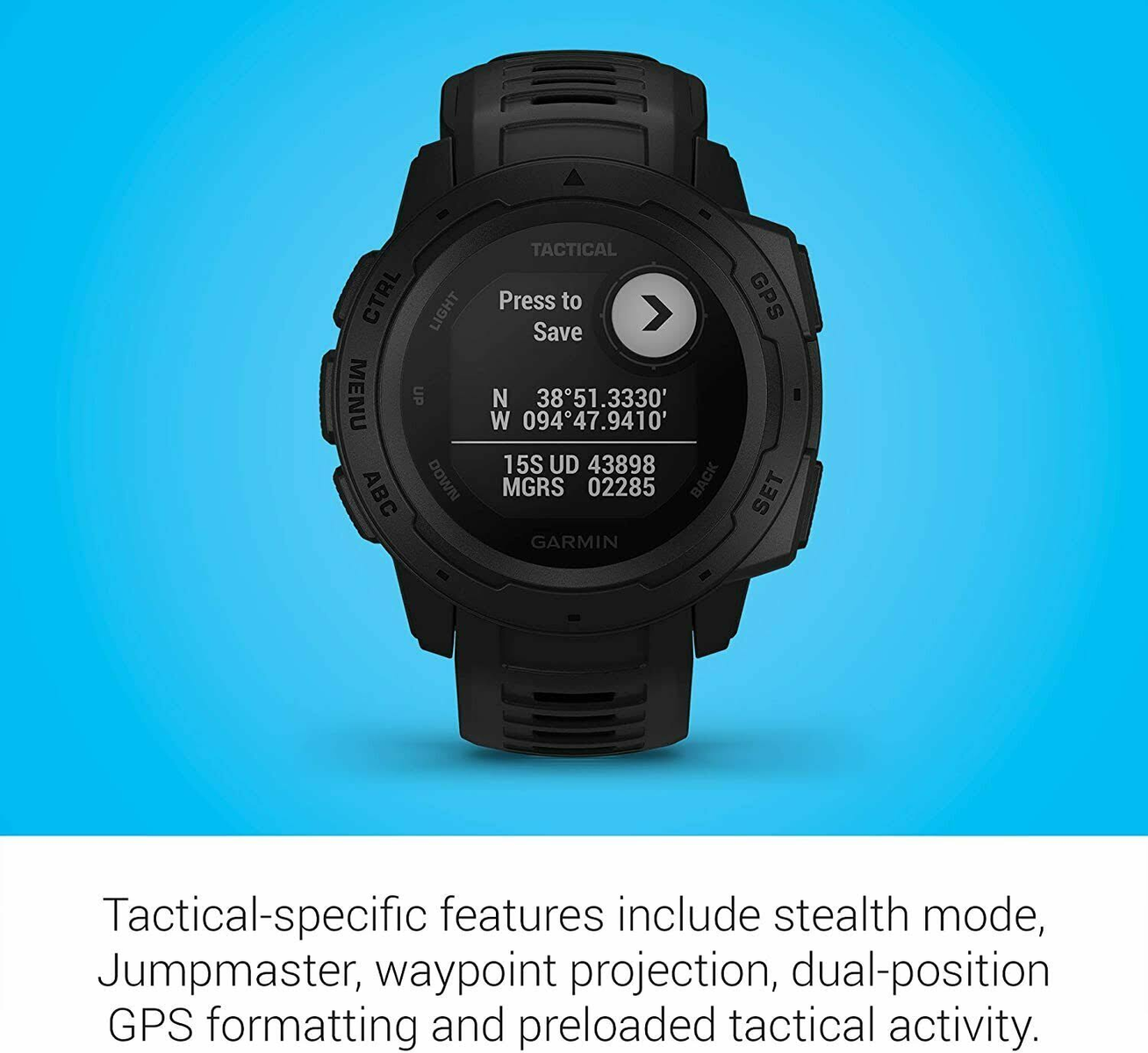 Un orologio Garmin nero che mostra dati e impostazioni.