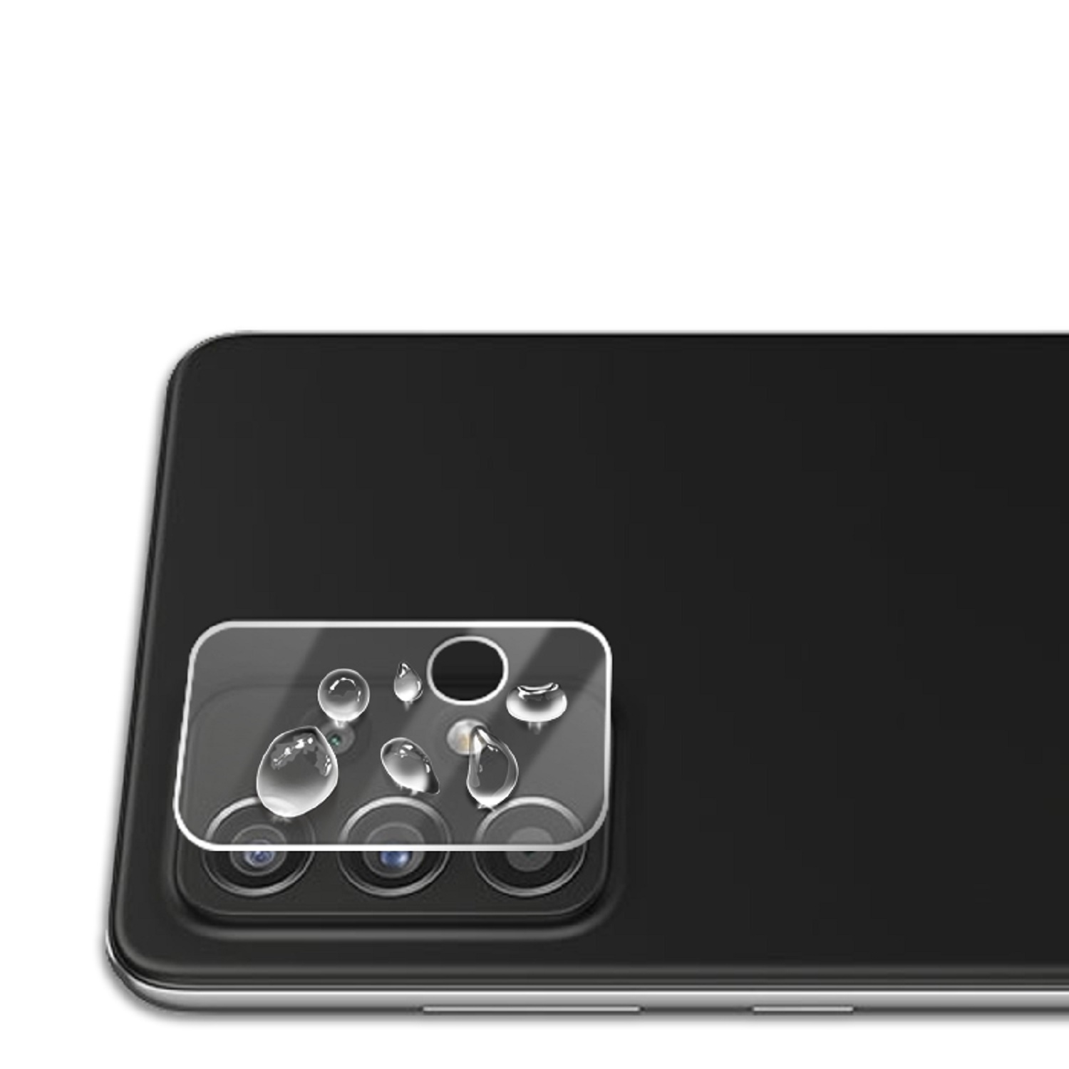 Ein schwarzes Telefon mit einem Kameralinsenschutz.