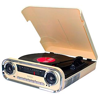 Tocadiscos  - Lauson 01TT15 Cream / Tocadiscos con radio FM LAUSON, -, 33 / 45 / 78 RPM, Crema