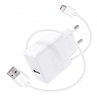 Cargador  - DCU 37250000 Blanco / Cargador de red eléctrica USB-A 10W + Cable USB-C DCU, Blanco