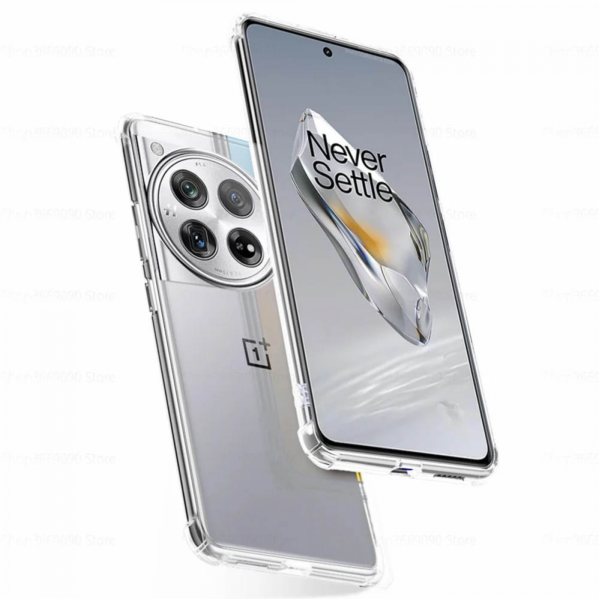 Mobiltelefon in einer transparenten Hülle mit Kameraanordnung und einem Tablet.