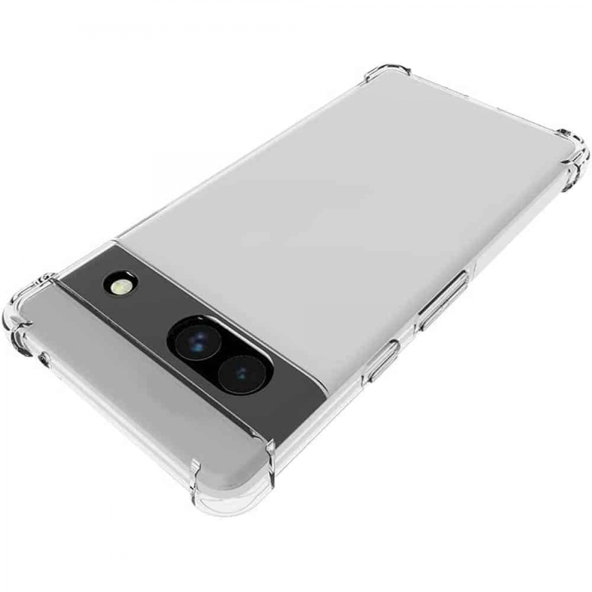 Transparente Handyhülle auf einem Handy. Das Handy hat einen schwarzen Kamerabereich.