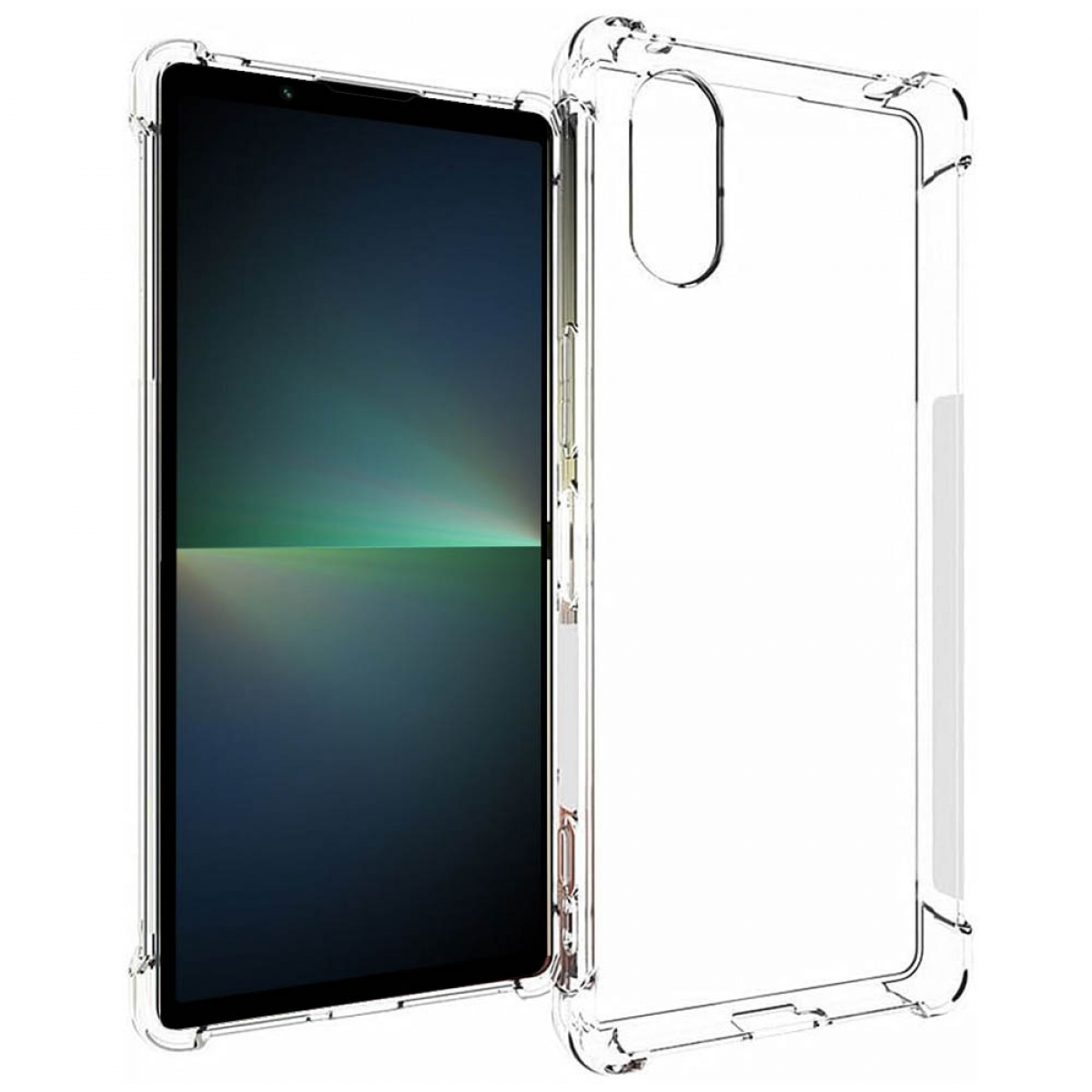 Telefon mit klarer Hülle, Vorderseite und klare Abdeckung.