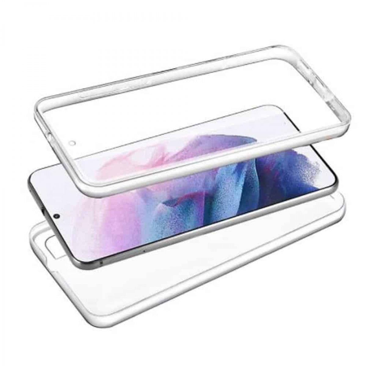 Transparente Handyhülle mit Telefon, zeigt Schichten.