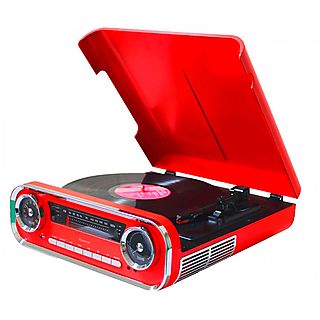 Tocadiscos  - Lauson 01TT17 Red / Tocadiscos con radio FM LAUSON, -, 33 / 45 / 78 RPM, Rojo