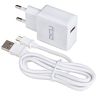 Cargador  - DCU 37150000 / Cargador de red eléctrica USB-A + Cable microUSB 1 metro DCU, Blanco