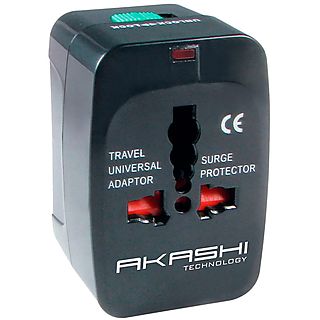 Adaptador  - AKASHI ALT WP100 Negro / Adaptador de corriente universal AKASHI, NEGRO