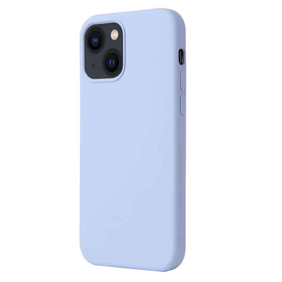 Hellblaue Handyhülle. Schlankes Design mit Kameraausschnitten. Weißer Hintergrund.