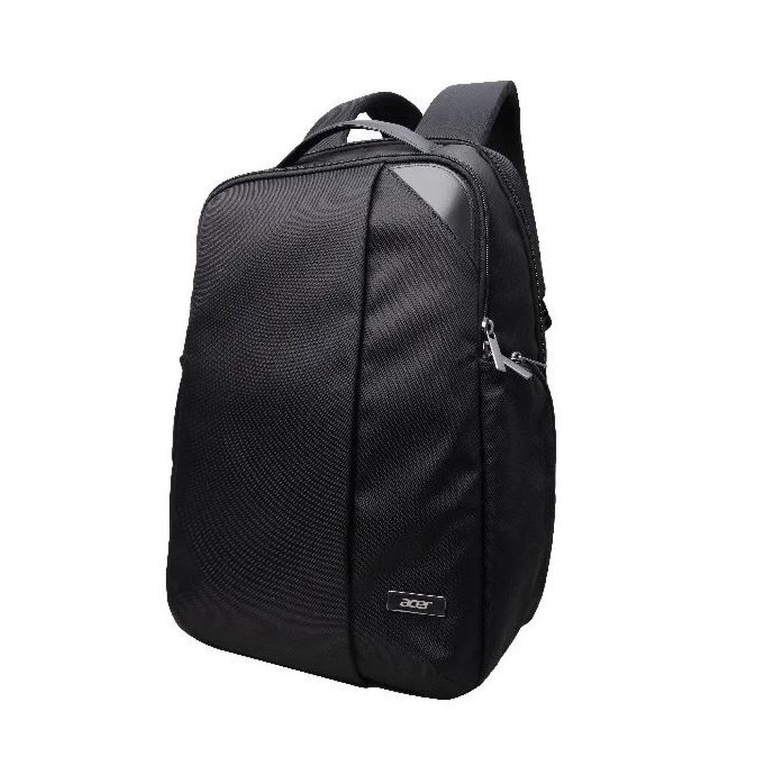 Zaino Acer nero con chiusura a cerniera. Lo zaino è su sfondo bianco.