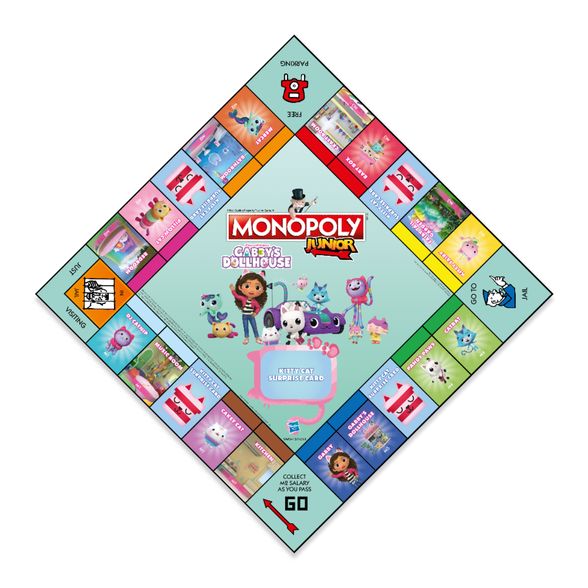 Gioco da tavolo Monopoly Junior con personaggi di Gabby's Dollhouse.