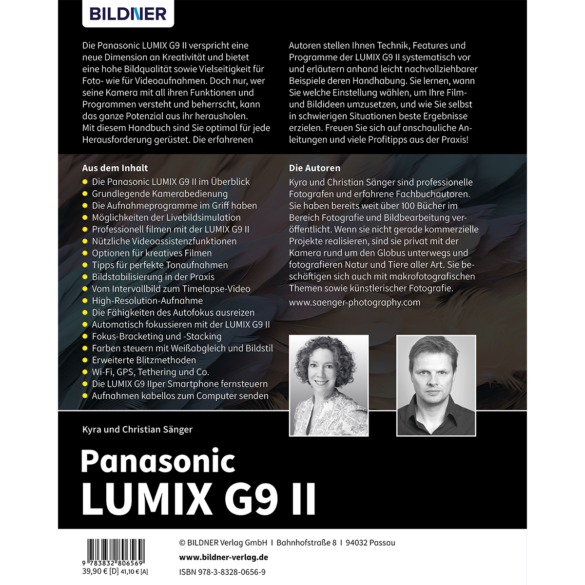 Buchcover von Panasonic LUMIX G9 II von Kyra und Christian Sänger. Weißer Hintergrund.