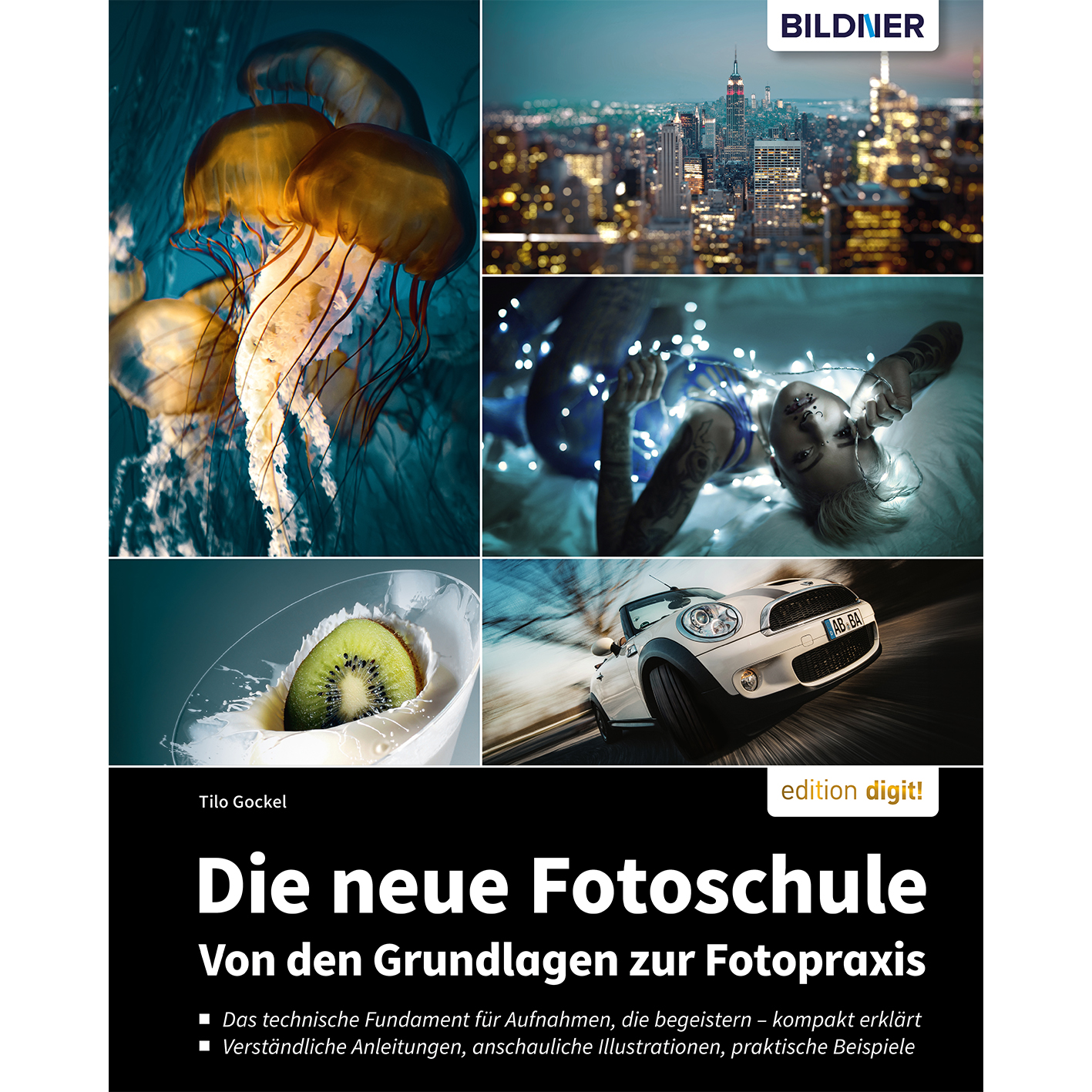 Buchcover mit mehreren Bildern und Text auf Deutsch, auf weißem Hintergrund.