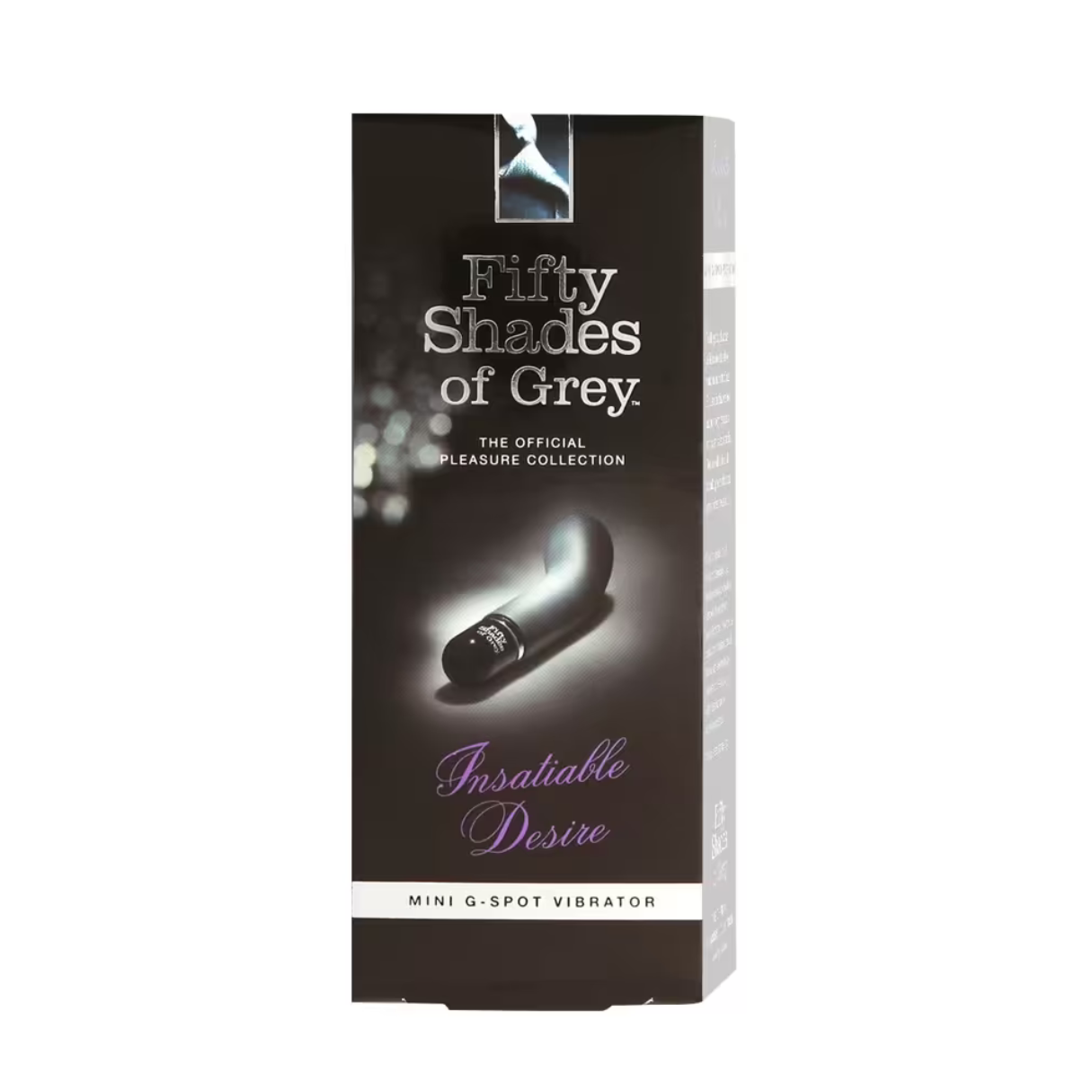 Eine Box aus der 'Fifty Shades of Grey' Pleasure Collection. Sie enthält einen Mini-G-Punkt-Vibrator.