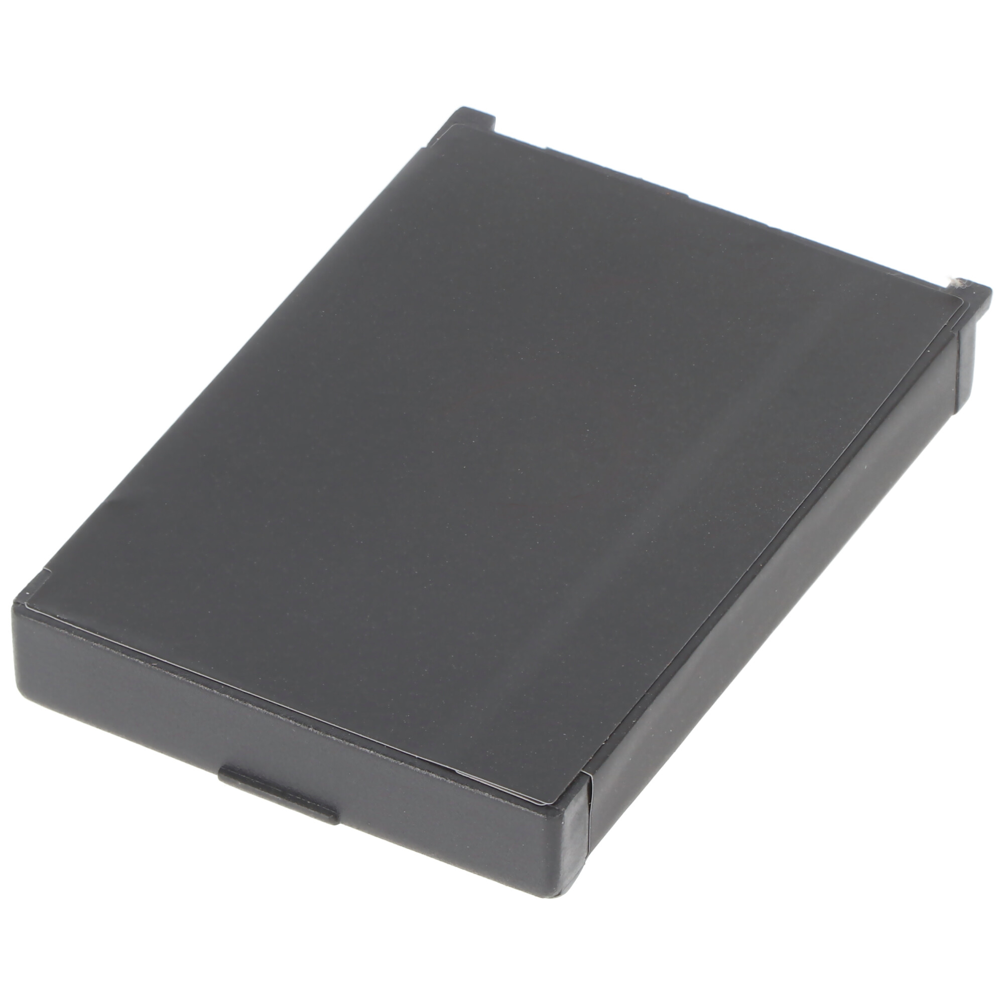Schwarze, rechteckige Box. Solides, schlichtes Design. Weißer Hintergrund.