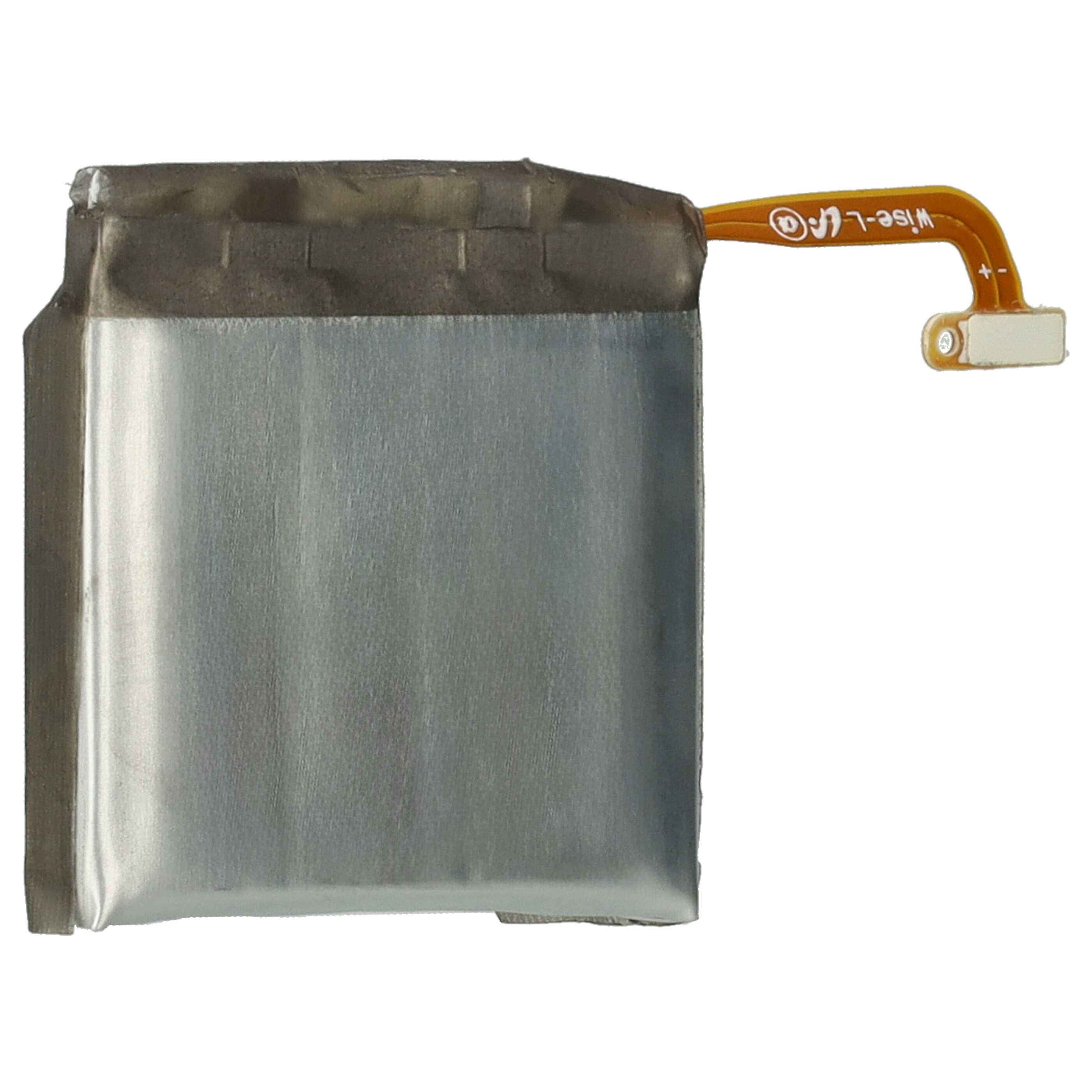 Eine silberfarbene, rechteckige Batteriezelle mit einem gelben Anschluss.