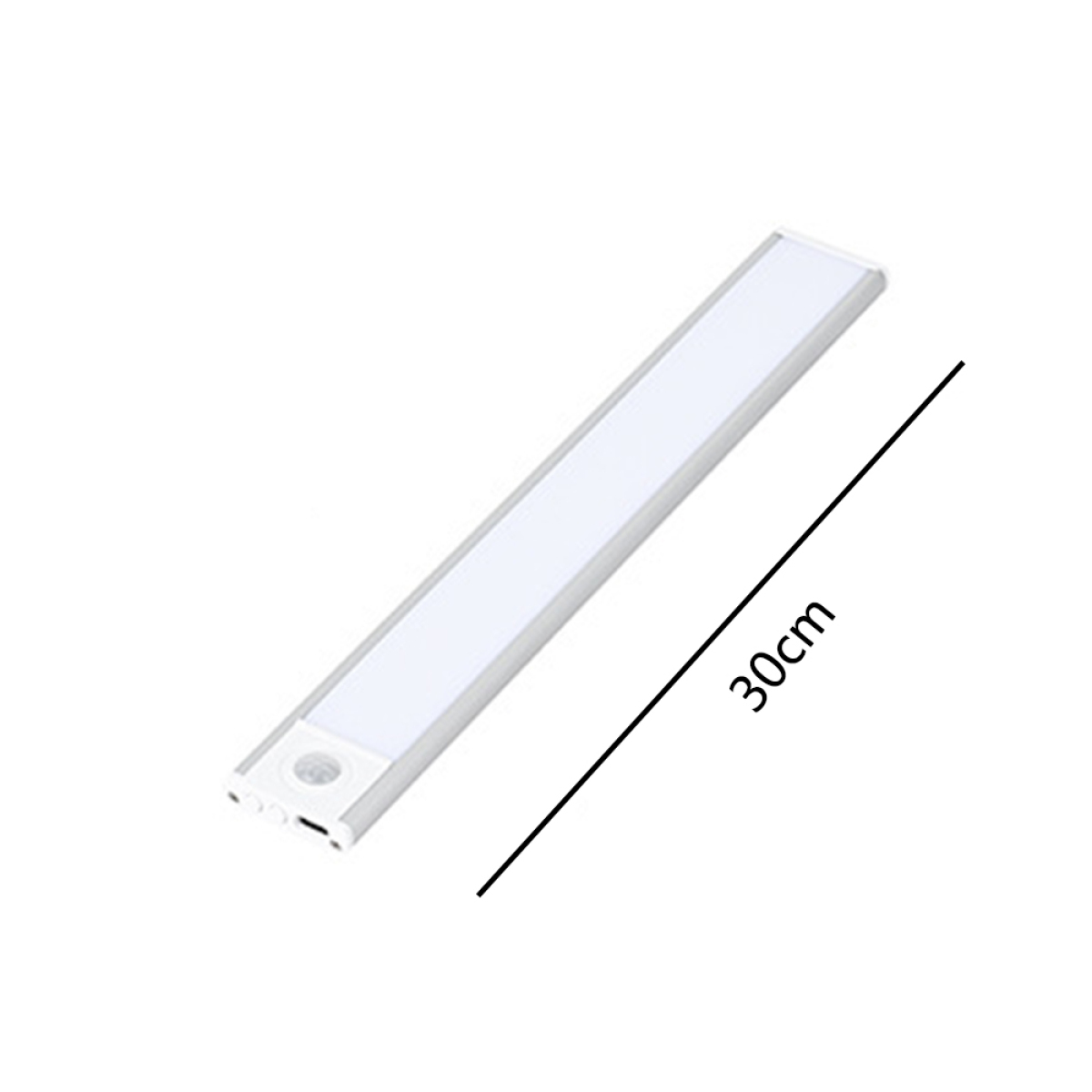 Silbernes LED-Streifenlicht mit einer Messung von 30 cm.