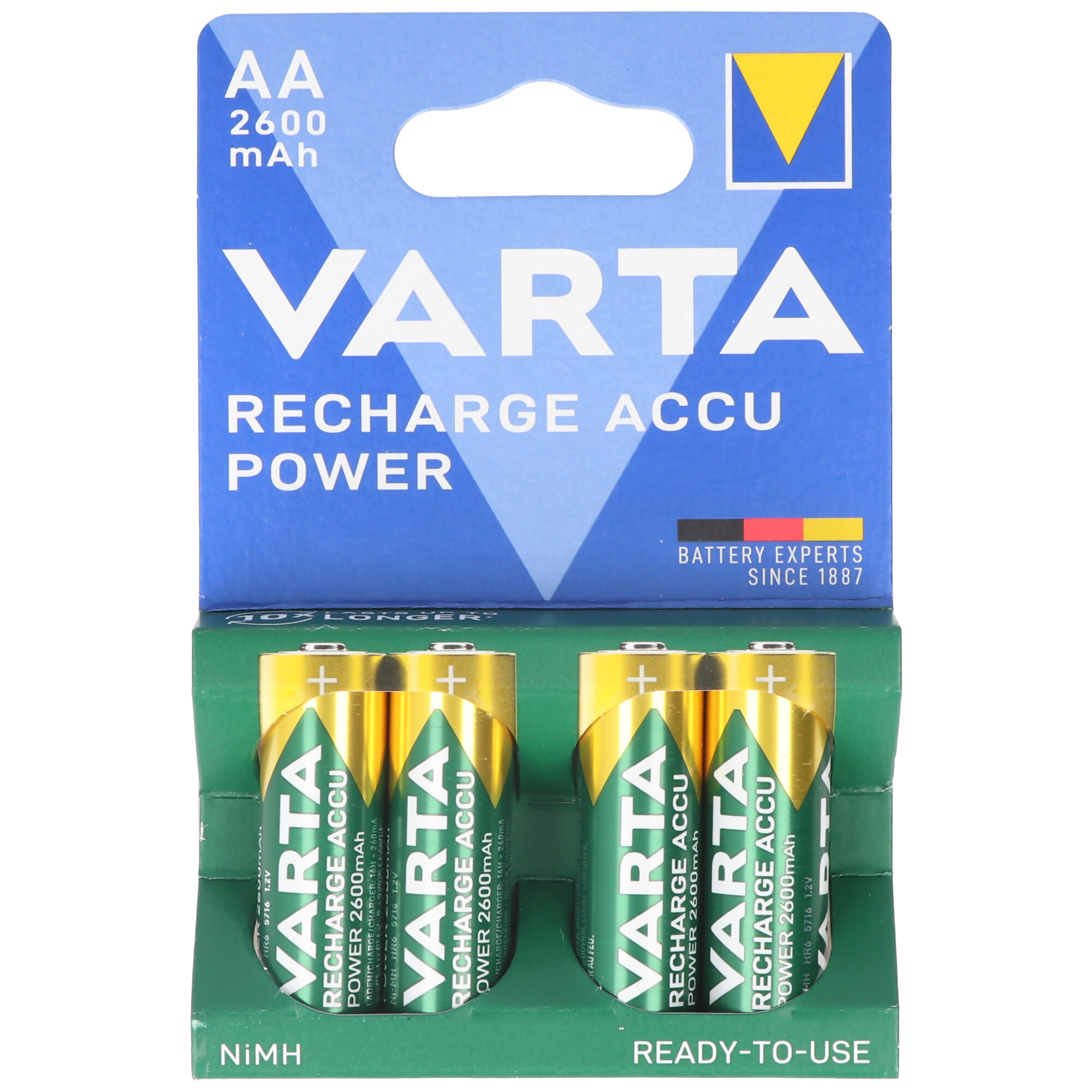 Dwie baterie AA w opakowaniu Varta Recharge Accu Power.